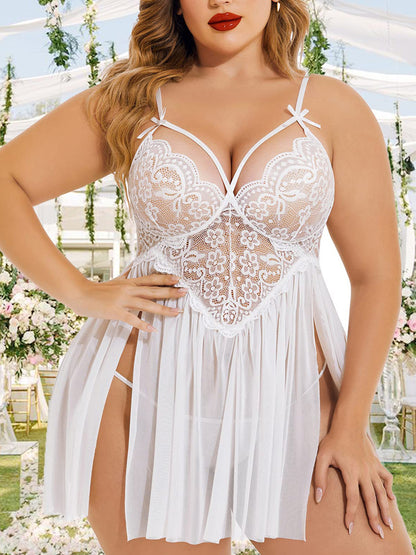 Feels™ Noir Lace Babydoll Nightdress Set